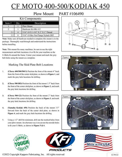 CF-Moto CForce 400 (G2) / 400 2-UP (G2)- 2022-2024  ATV    KFI Plow Mount 106490