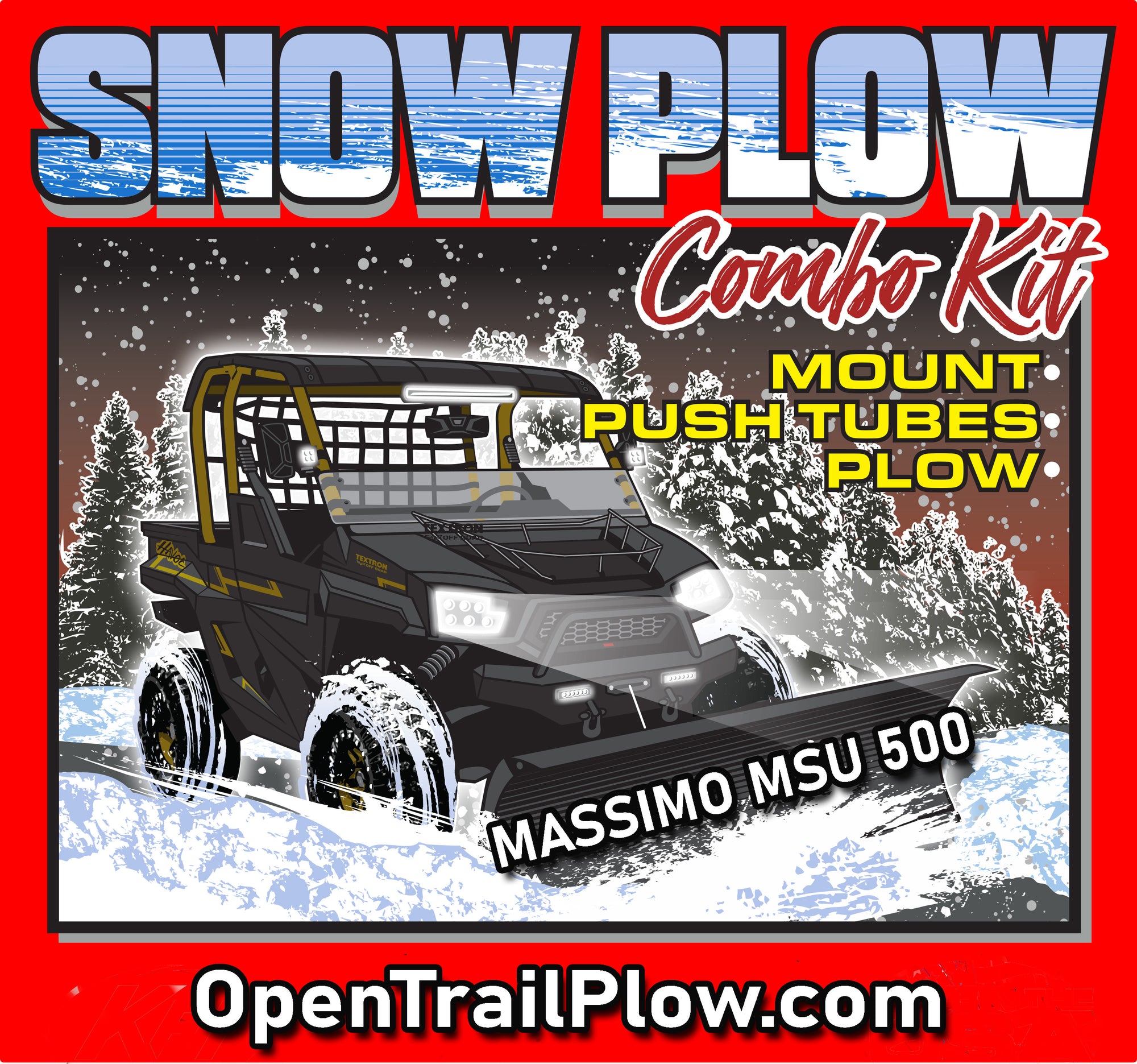 MASSIMO UTV MSU-500 All Years  Snow Plow Package - KFI Snow Plow Mount 105555