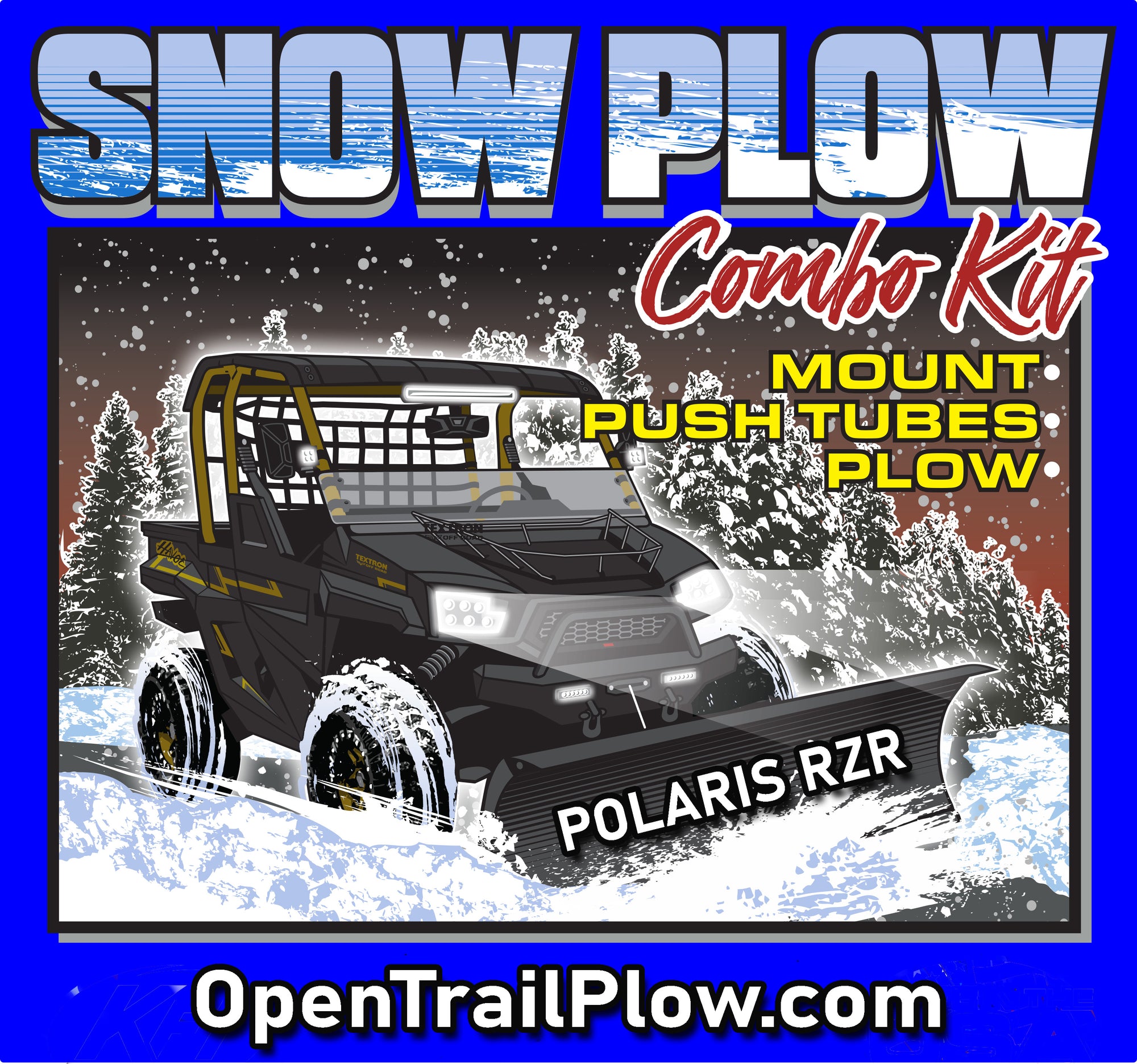 Polaris RZR 900 / S / Trail  2015-2024 (Dual Rear A-Arm) KFI Snow Plow Package