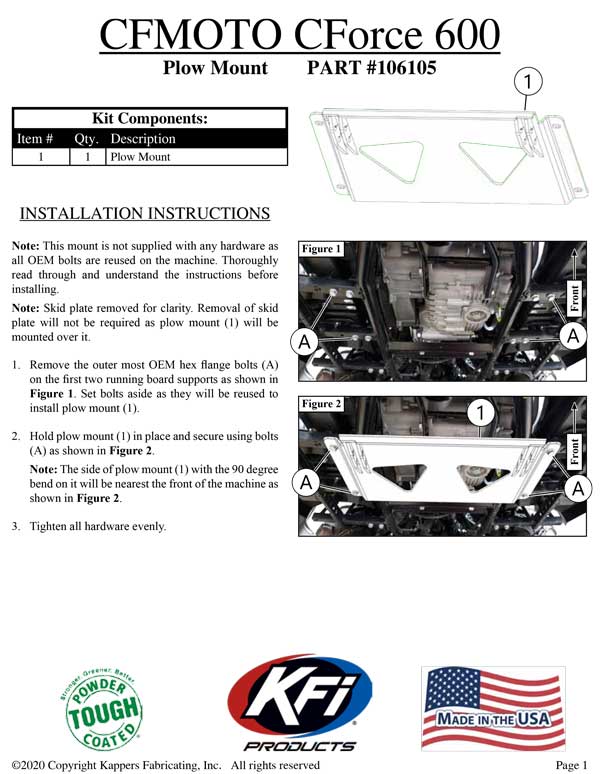 KFI Products Universal ATV Plow Mount - 105745